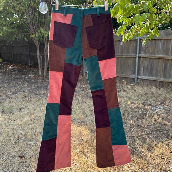 NWT Current Mood corduroy patchwork flare pants - Picture 3 of 8